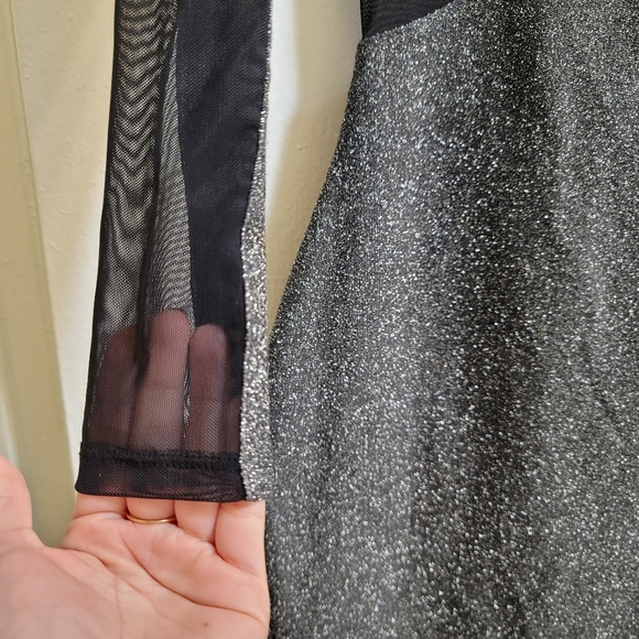 Express Silver Metallic Long Sleeve Dress in 6 - Picture 6 of 16